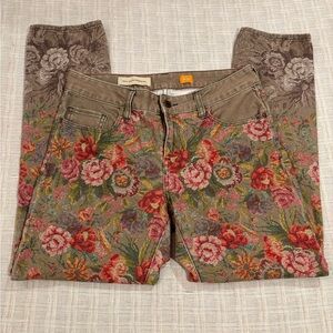 Pilcro and the Letterpress Earthy Floral Slim Ankle Jeans size 30